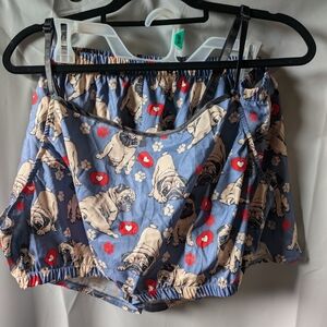 SHEIN Blue and Beige Pug Print Shorts